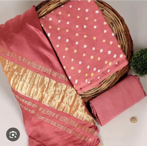 Semi Tussar Bhagalpuri Suit with Shibori Design – Elegant & Handcrafted Ethnic Wear